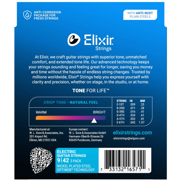 Elixir Optiweb 16571 3-pack 09-42 Super Light